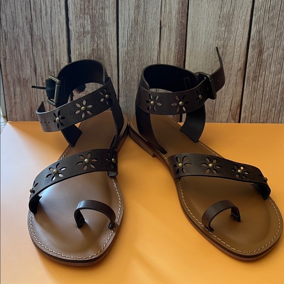 Sundance Walking On Sunshine Brown Leather Sandals, NIB main image 0